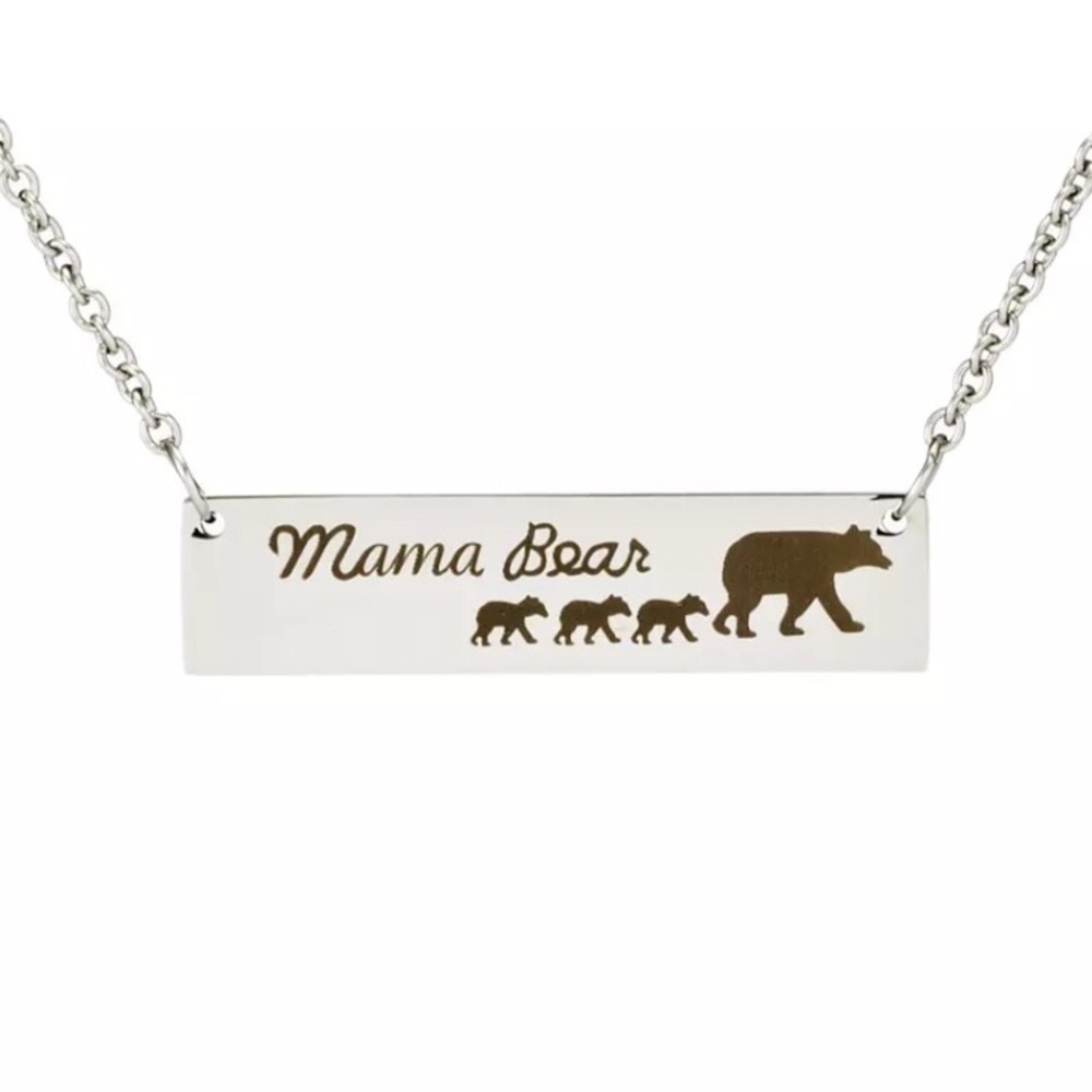 Mama Bear Stainless Steel Bar Necklace - Picture 7 of 7